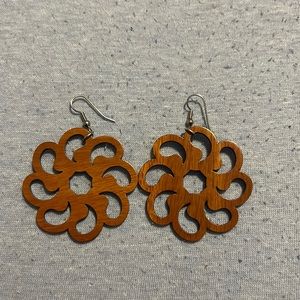 Brown wood earrings